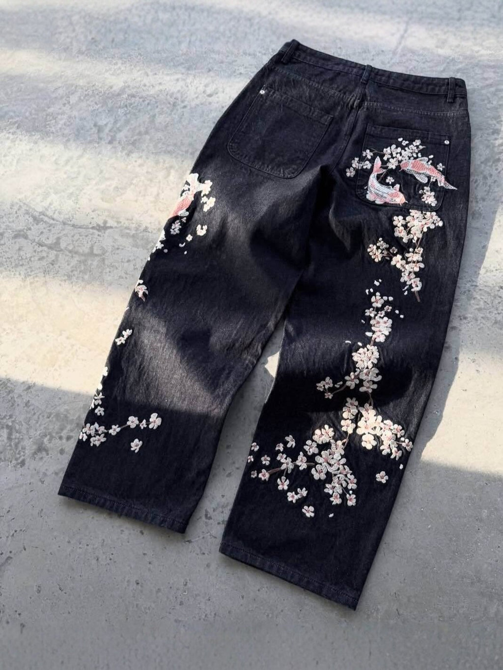 Japanese Style 3D Printed Cherry Blossom Casual Pants