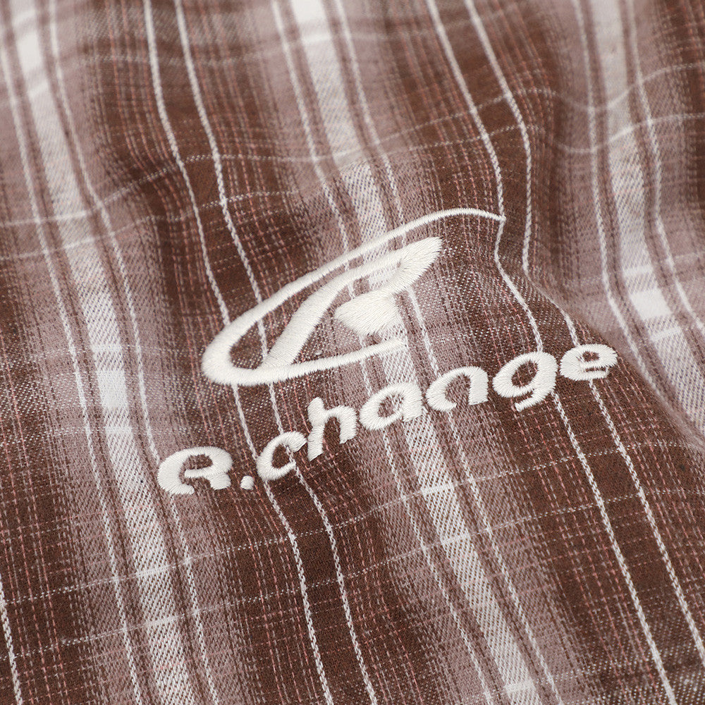 Mens Patchwork Plaid Short Sleeve