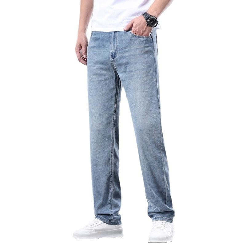 Lightweight Tencel Jeans Straight Wide-Leg Pants