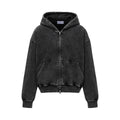 Heavyweight Washed Cotton Zip Up Hooded Sweatshirt