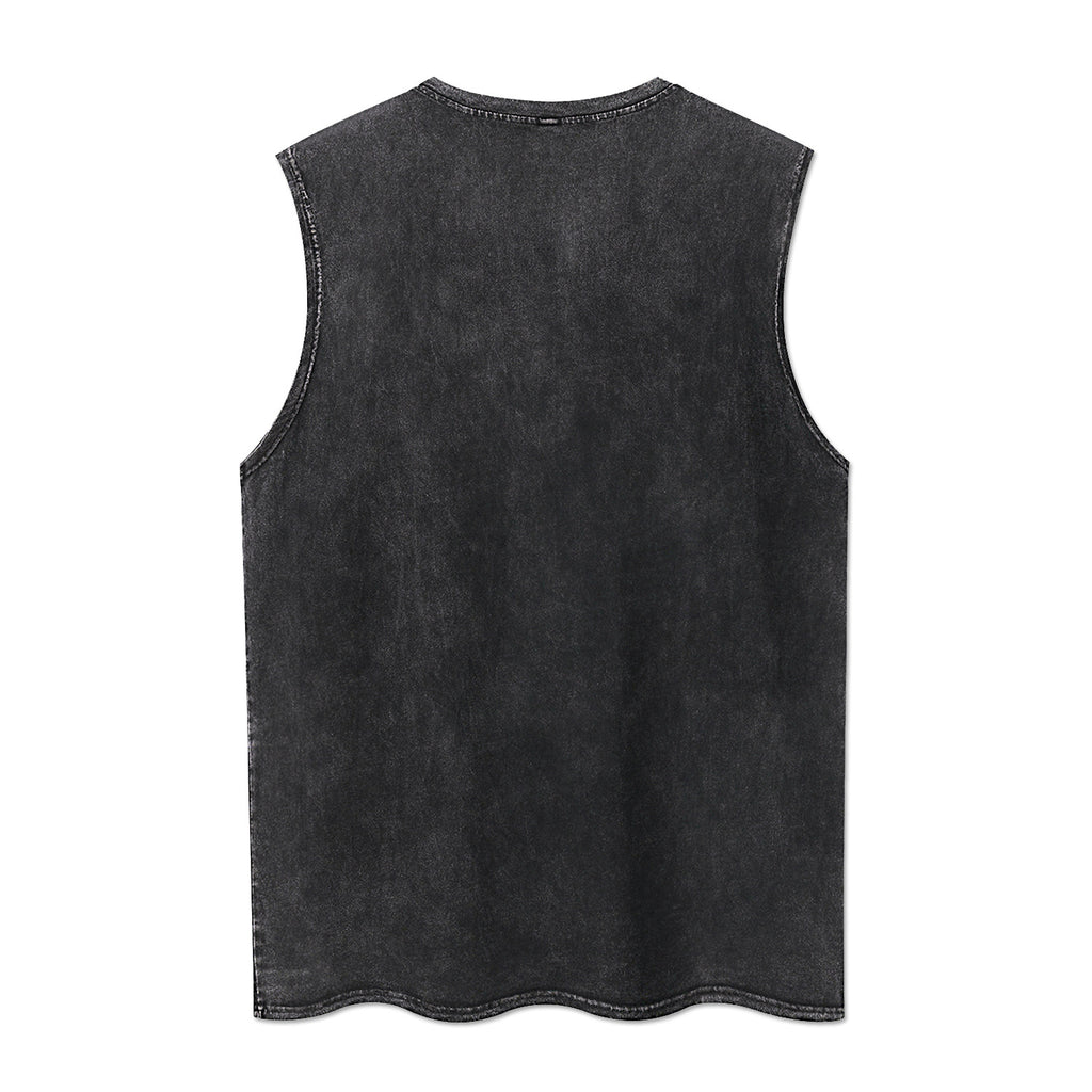 Men's Washed Cotton Sleeveless Shirt