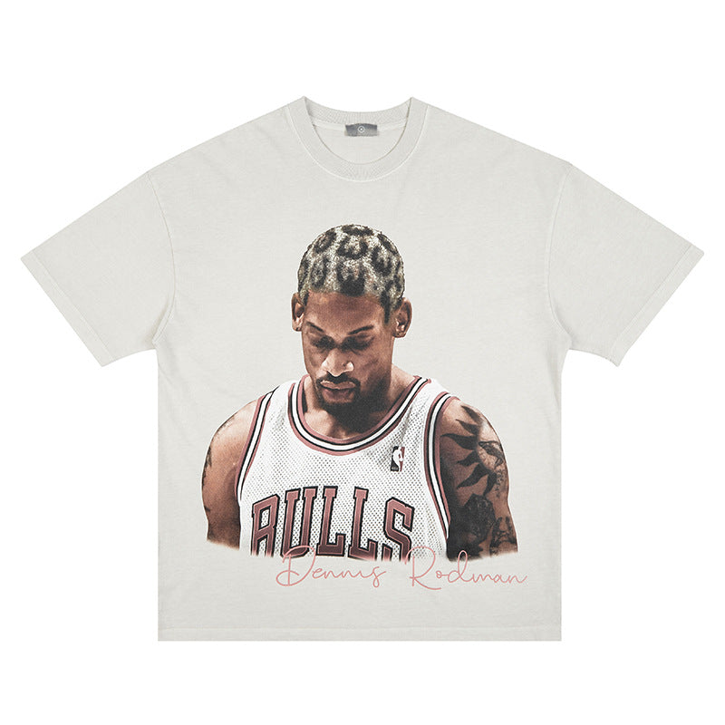 Retro Washed Print Cotton T-Shirt
