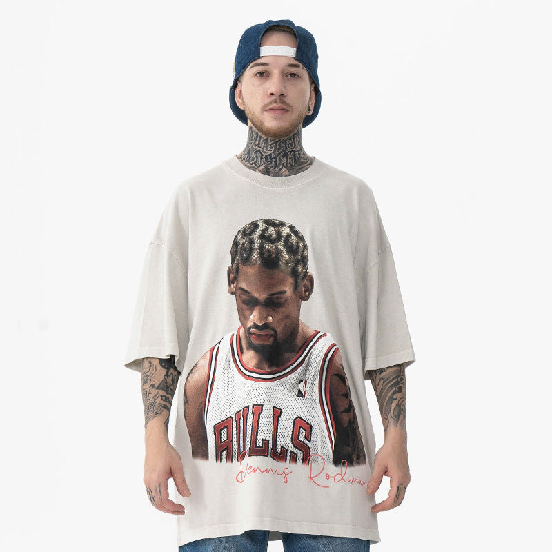 Retro Washed Print Cotton T-Shirt