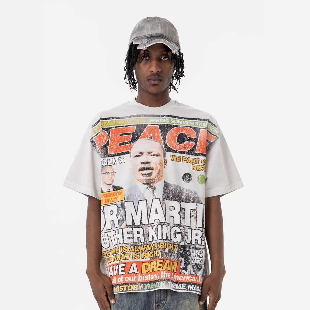 Mens Vintage Rap Print Cotton T-Shirt