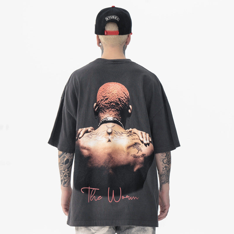 Retro Washed Print Cotton T-Shirt