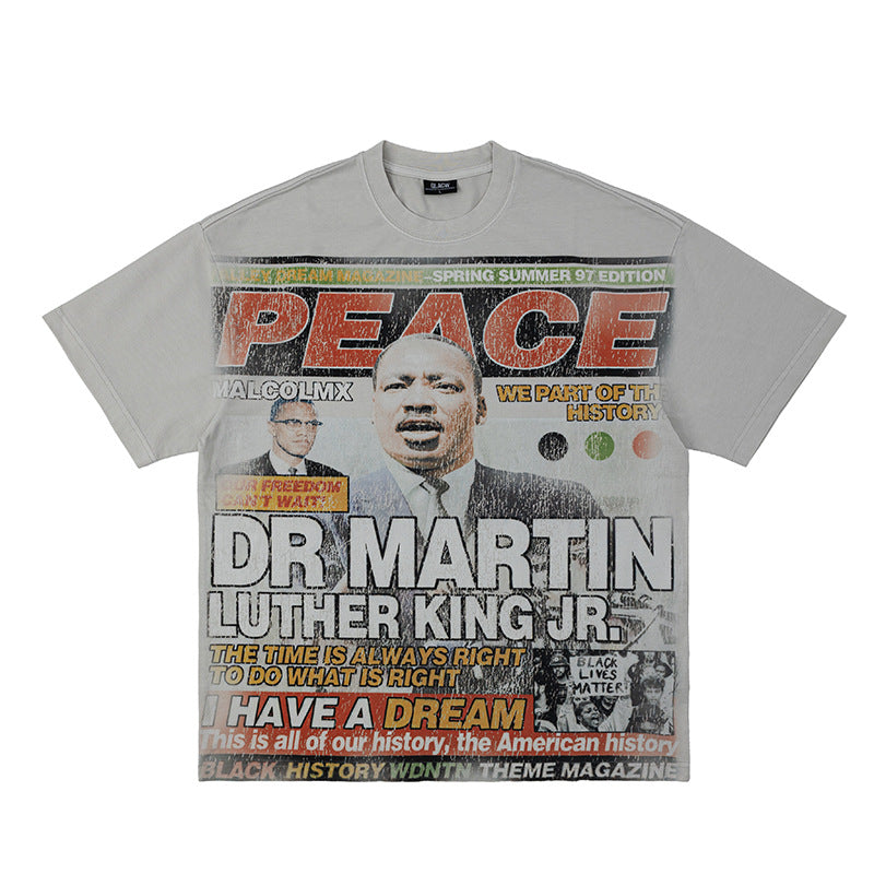 Mens Vintage Rap Print Cotton T-Shirt