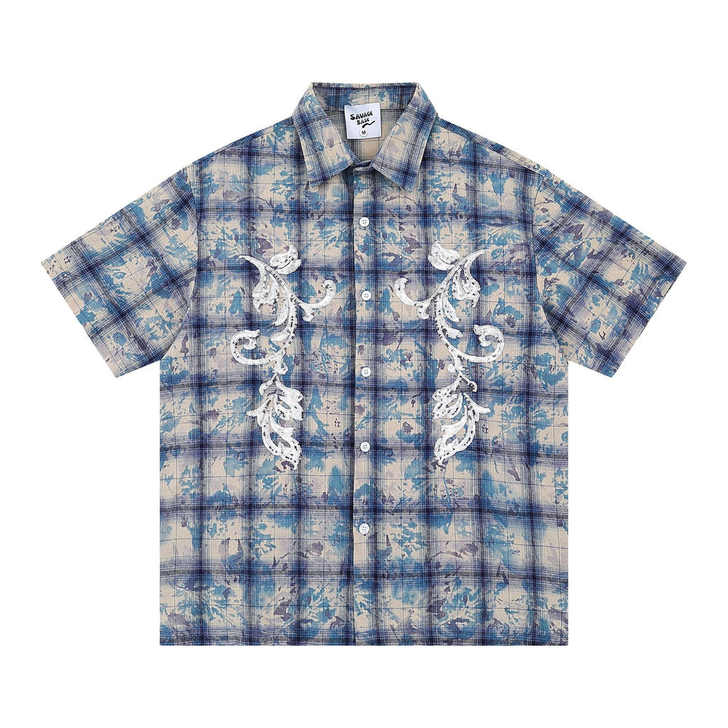 Tie Dye Plaid Shirt Men