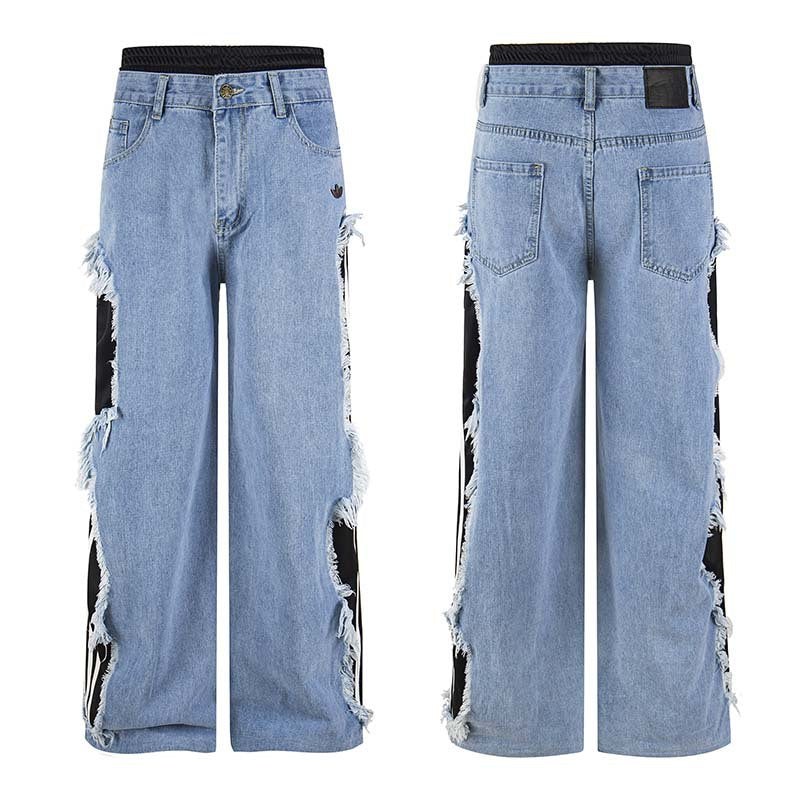 American Retro Washed Denim Jeans Loose Straight Pants