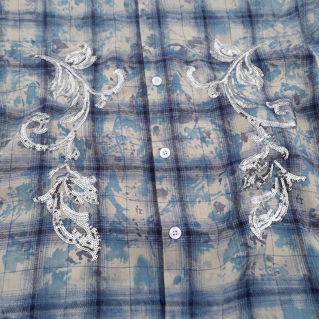 Tie Dye Plaid Shirt Men