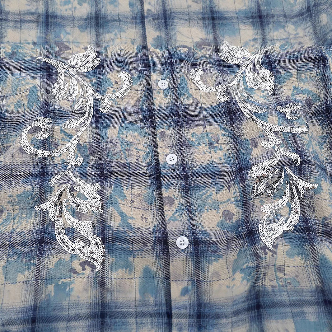 Tie Dye Plaid Shirt Men