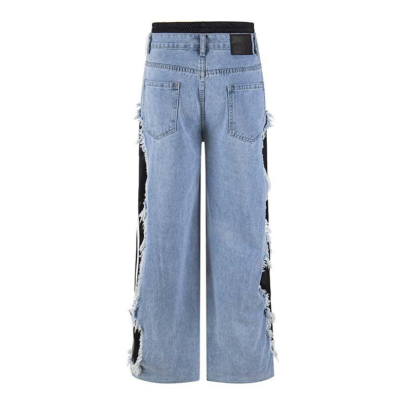 American Retro Washed Denim Jeans Loose Straight Pants