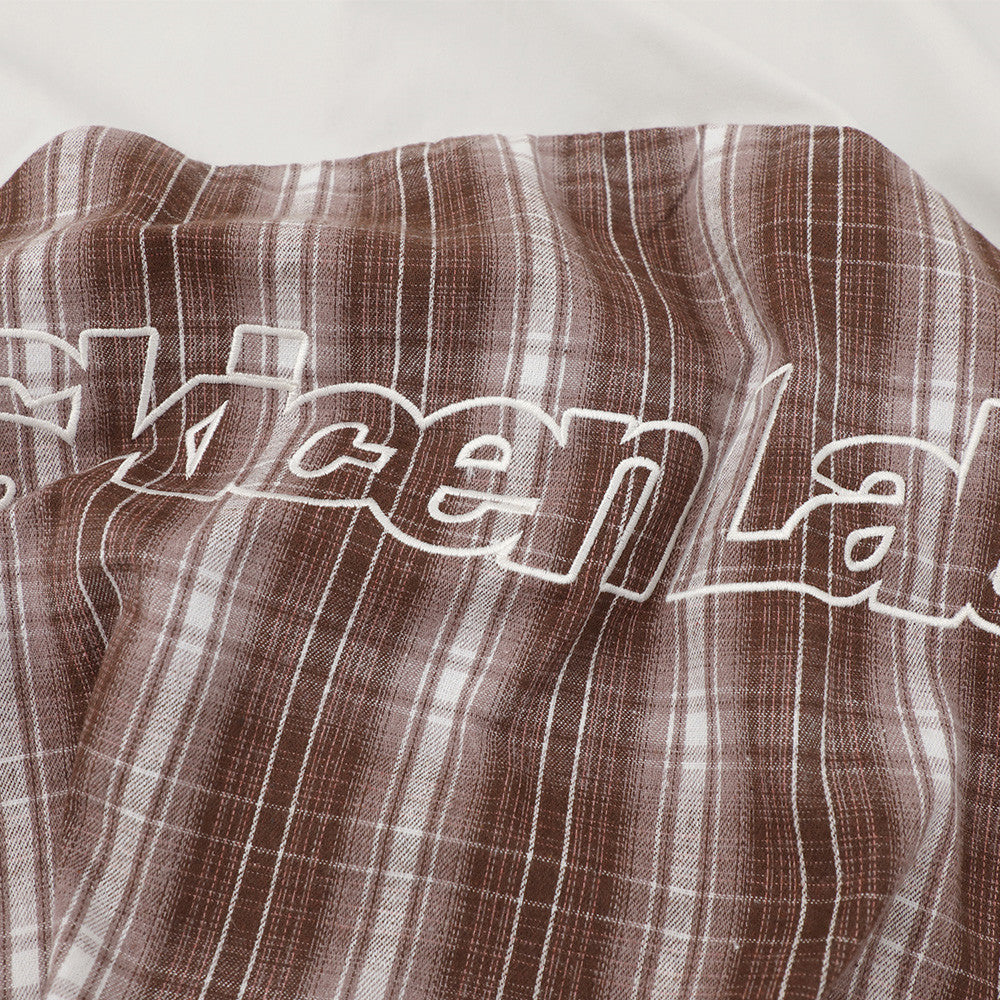 Mens Patchwork Plaid Short Sleeve