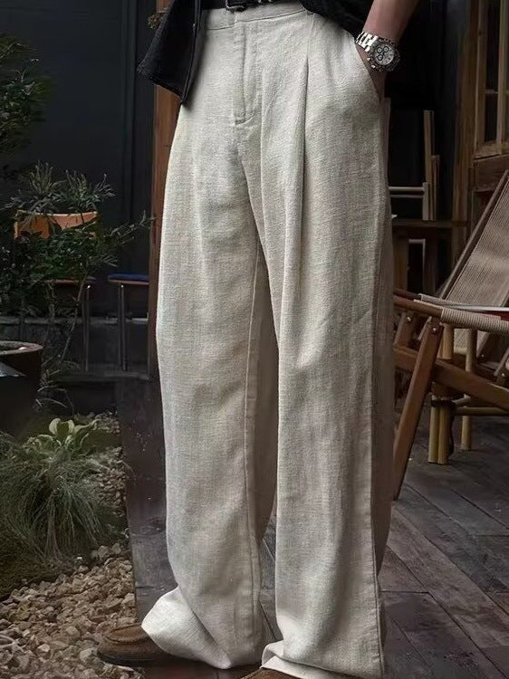 Tencel Linen Straight Wide-Leg Pants