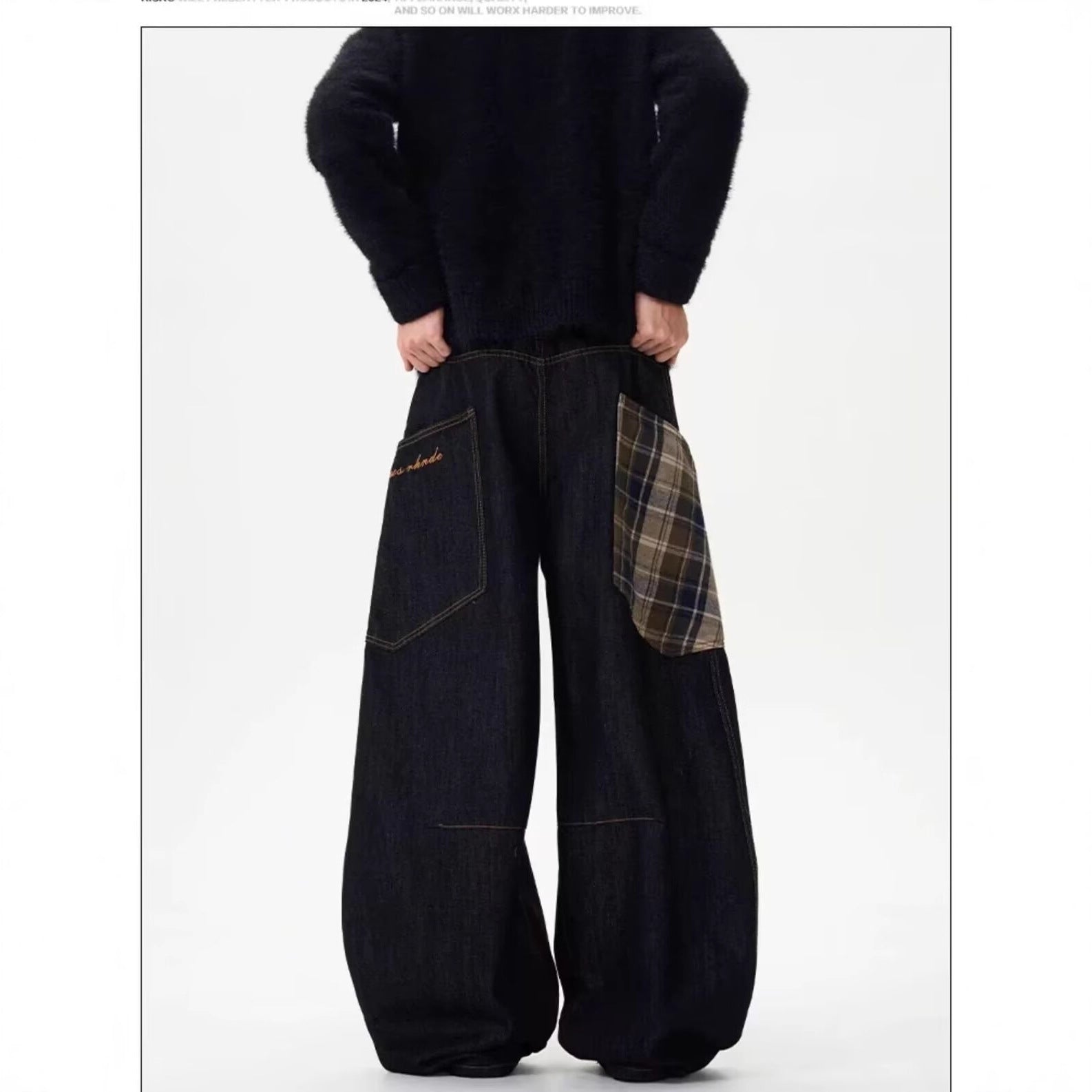 Men's Retro Wide Leg Denim Pants