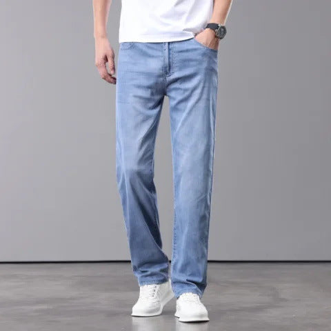 Lightweight Tencel Jeans Straight Wide-Leg Pants