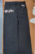 Printed Wide-Leg Denim Pants