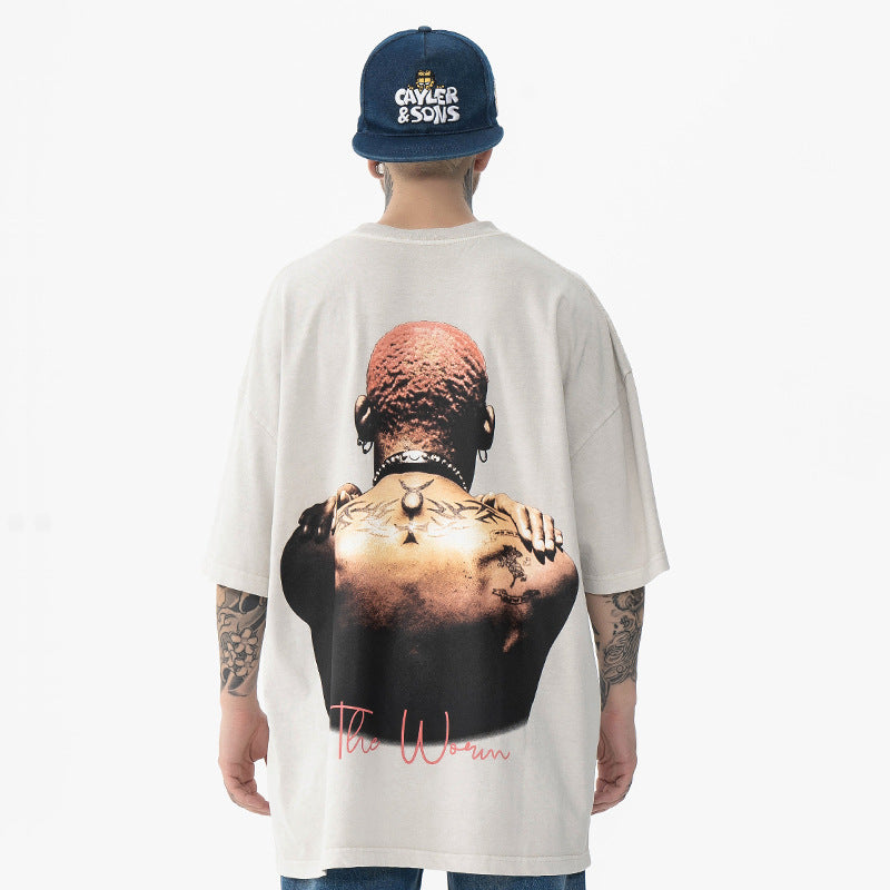 Retro Washed Print Cotton T-Shirt