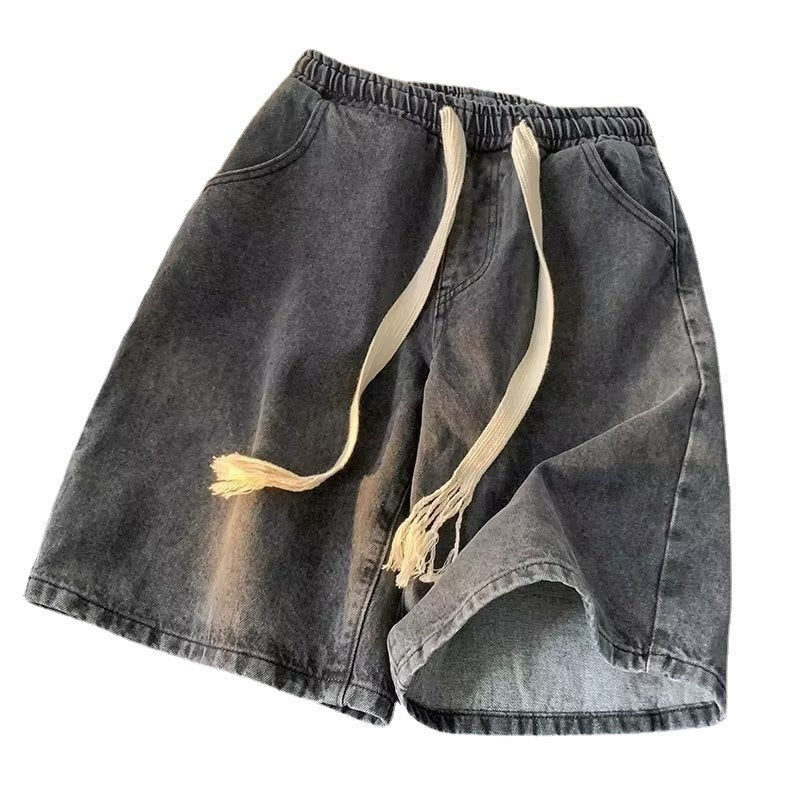 Washed Denim Shorts Men Casual Mid-Length