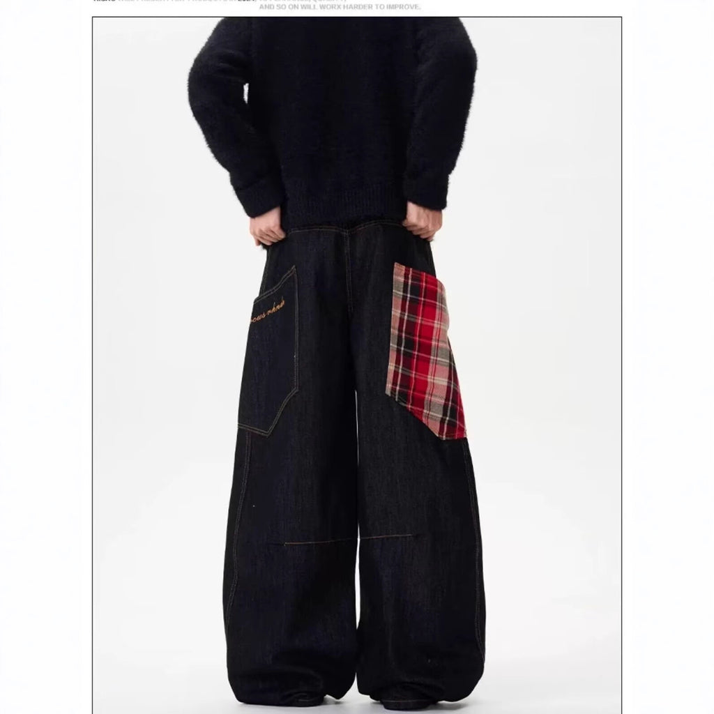 Men's Retro Wide Leg Denim Pants